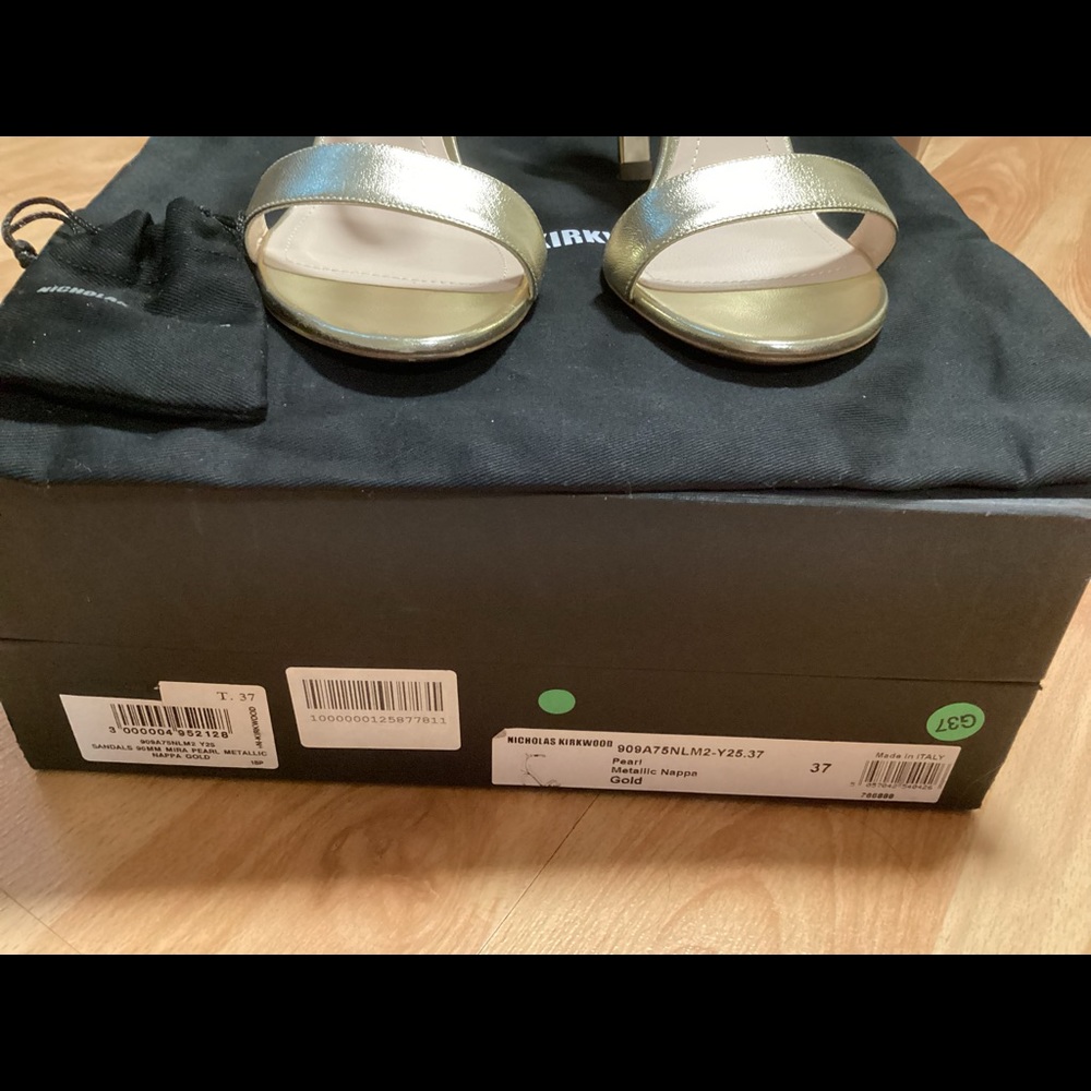 NICHOLAS KIRKWOOD Metallic Nappa 90mm Mira Pearl Sandals - Picture 11 of 12